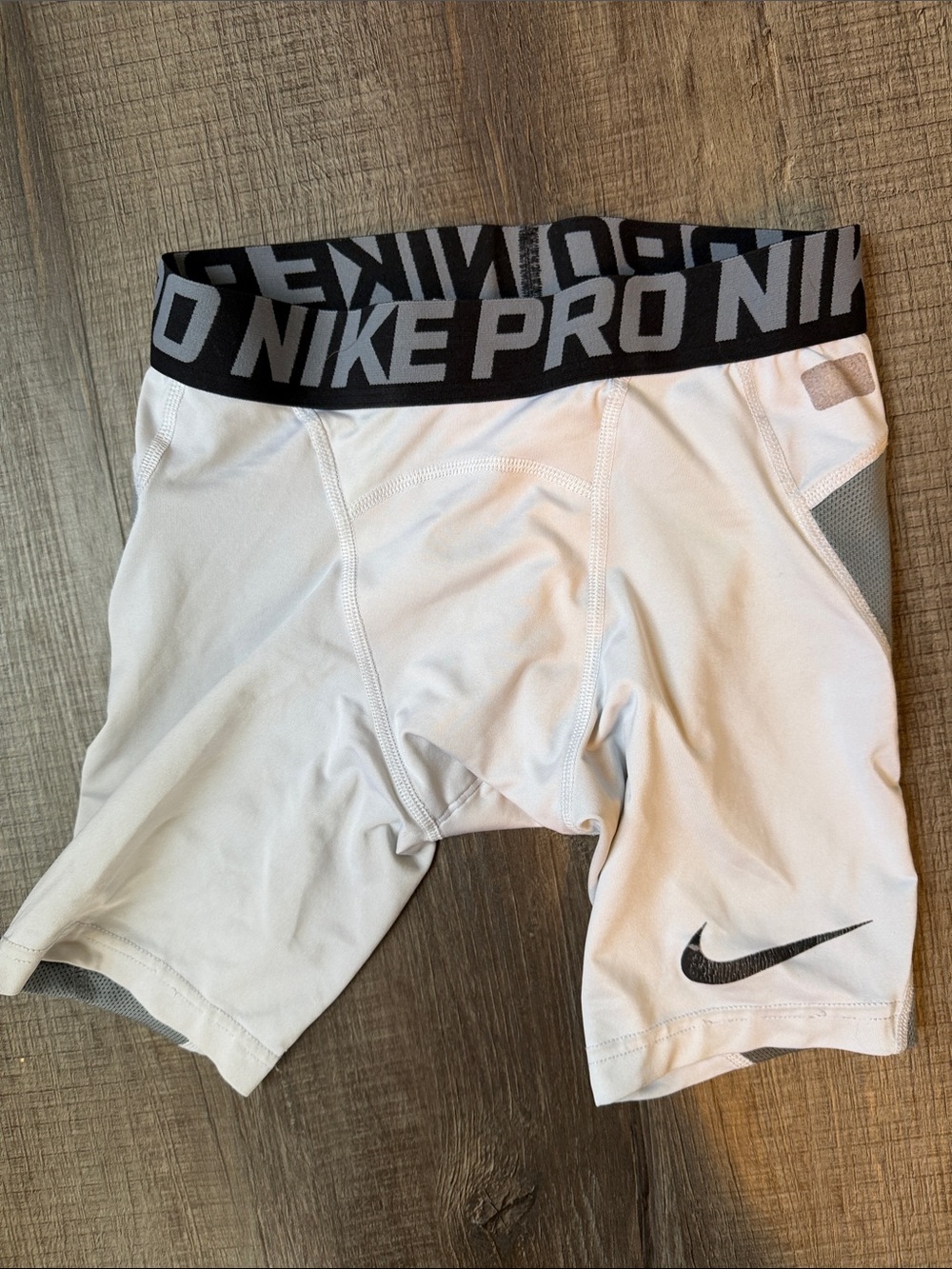 Nike White Compression Shorts with Black Branded Waistband